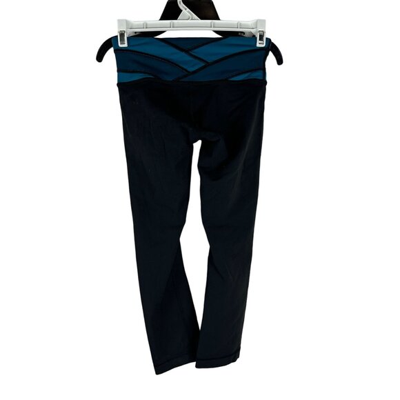 Lululemon Like New Womens Yoga Pants Size 2 Black & Blue Stretchy & Comfortable - Picture 2 of 5